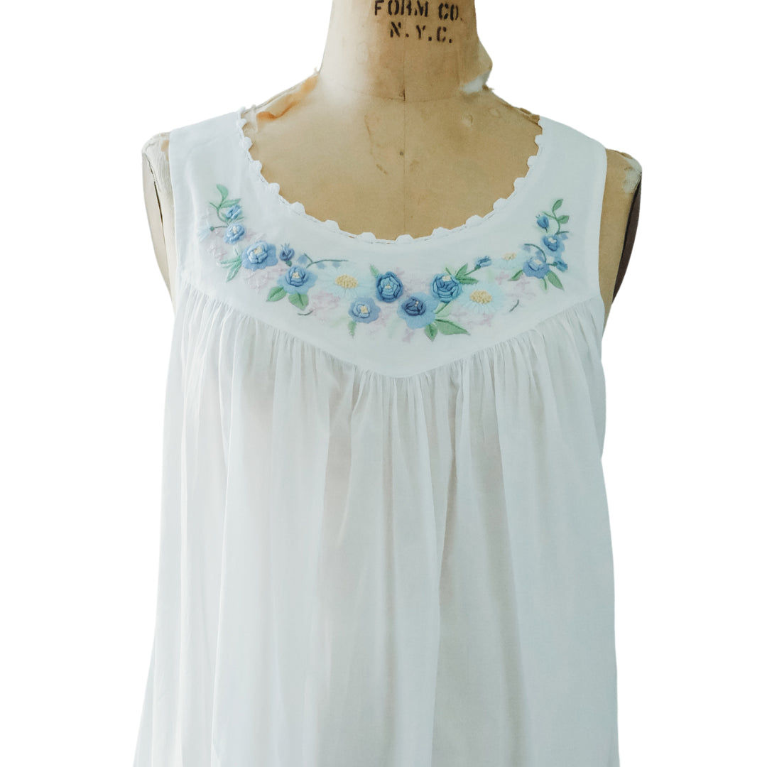 Blue Rosebud Nightgown 100% Cotton