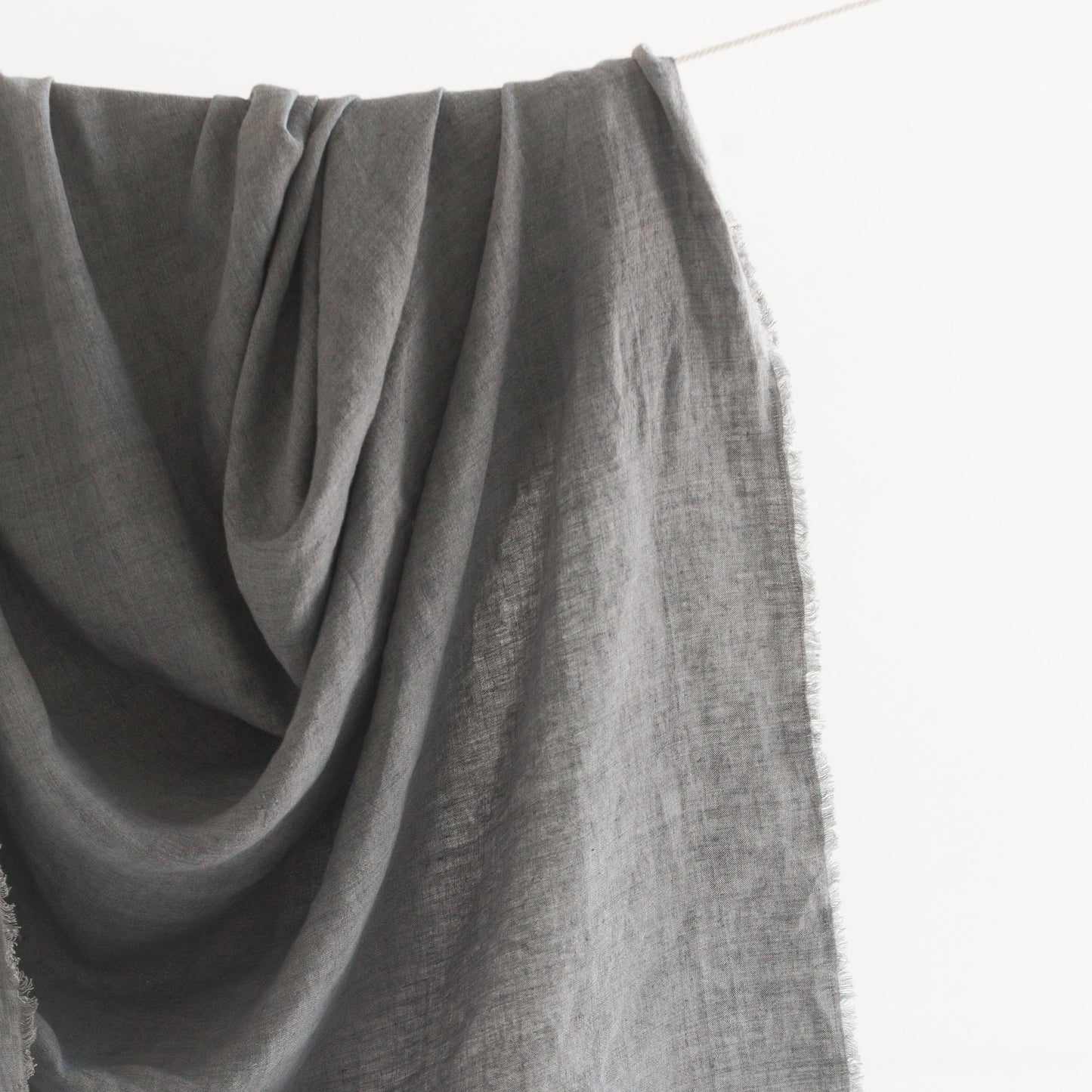 Stone Washed 100% Linen Throw - Oyster