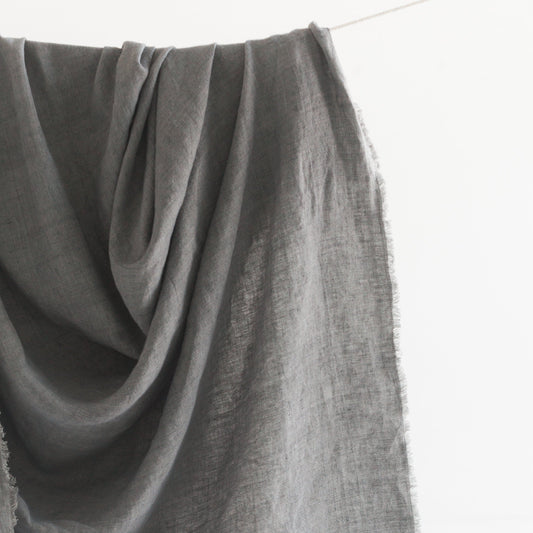 Stone Washed 100% Linen Throw - Oyster