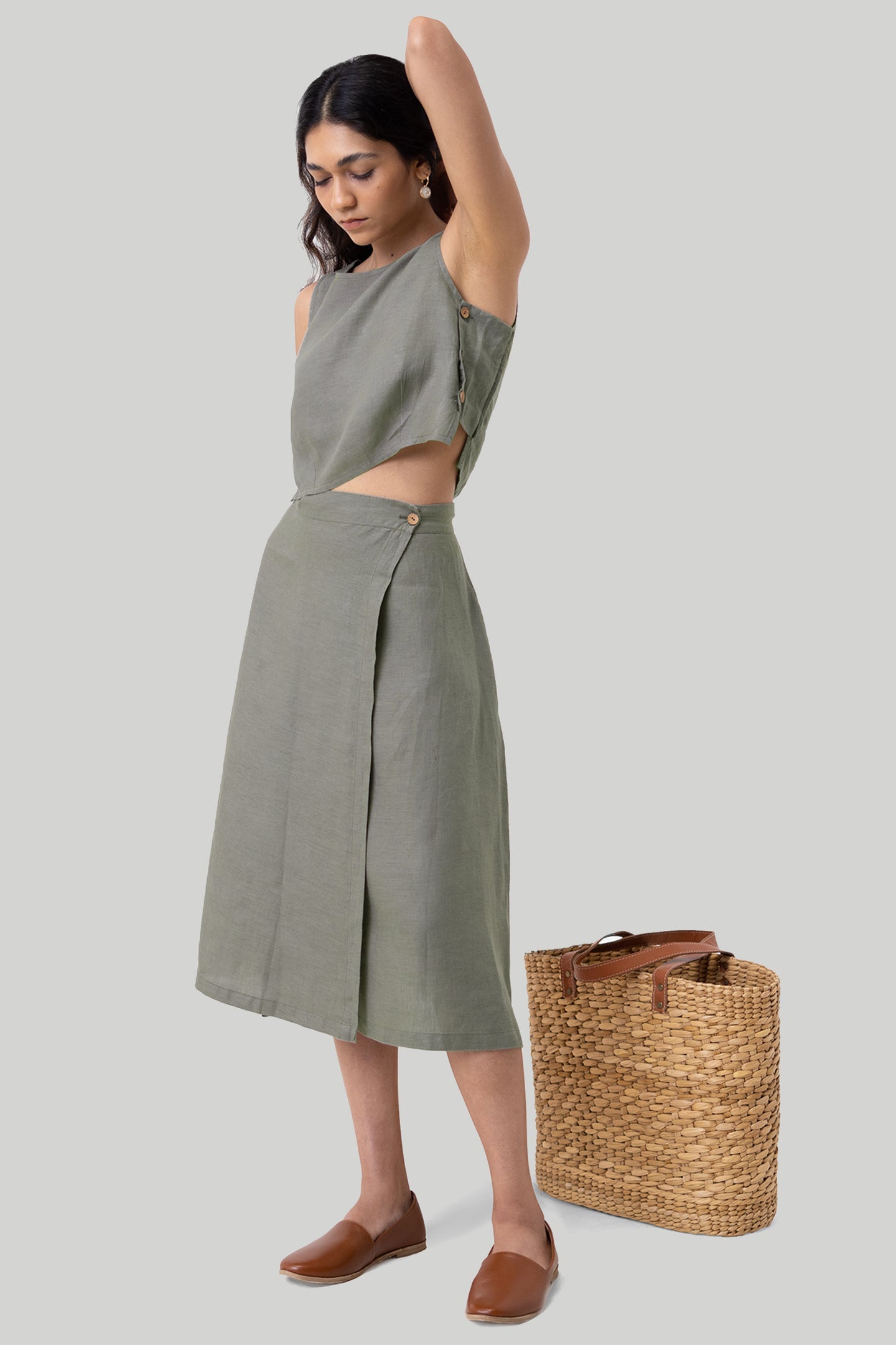 Boxy Crop Top in Dark Green 100% Hemp