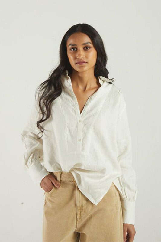 Long Sleeve Shirt in Off-white 100% Hemp