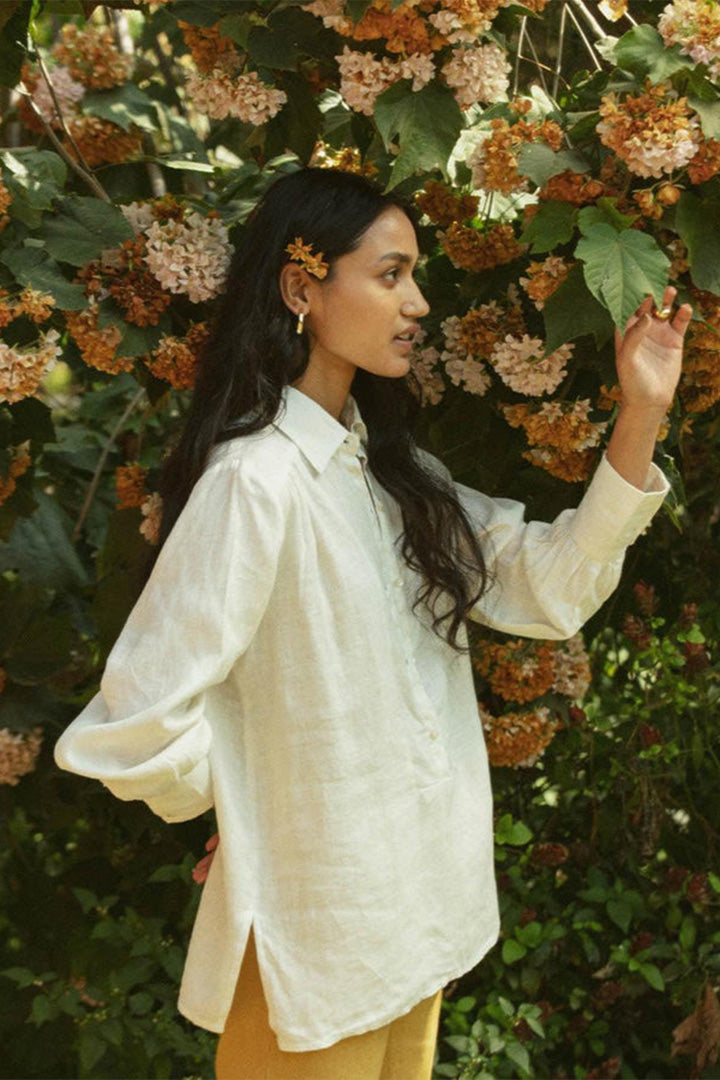 Long Sleeve Shirt in Off-white 100% Hemp