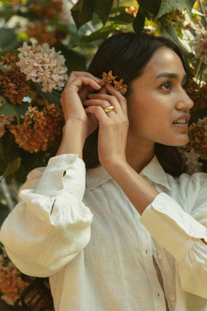 Long Sleeve Shirt in Off-white 100% Hemp