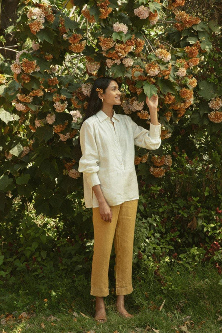 Long Sleeve Shirt in Off-white 100% Hemp