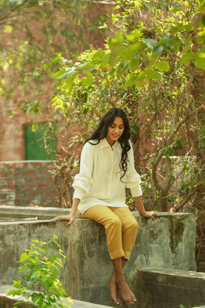 Long Sleeve Shirt in Off-white 100% Hemp