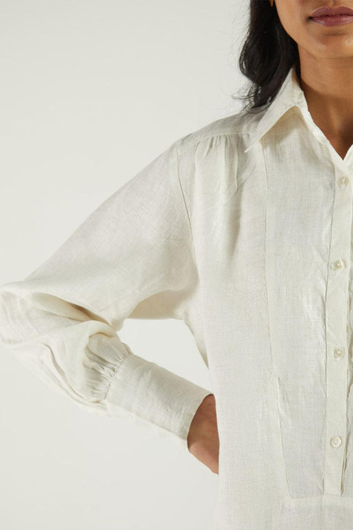 Long Sleeve Shirt in Off-white 100% Hemp